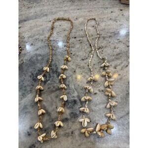 Lot Of 2 Seashell Necklaces Long Boho Tropical Beach Jewelry Hand Made‎ Shell